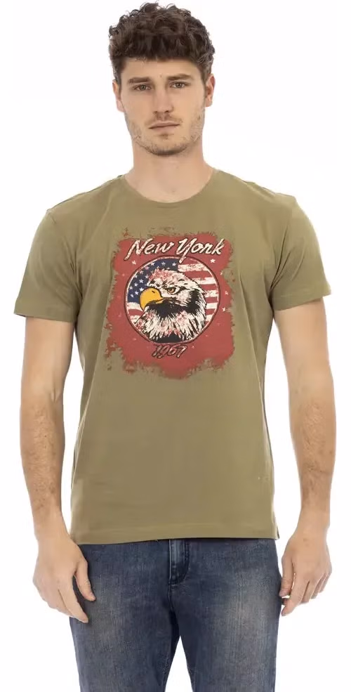 Trussardi Action Green Cotton Men T-Shirt