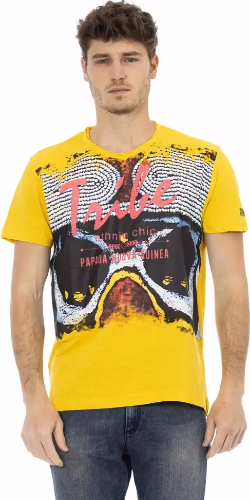 Trussardi Action Yellow Cotton Men T-Shirt