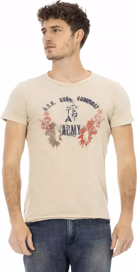 Trussardi Action Beige Cotton Men T-Shirt
