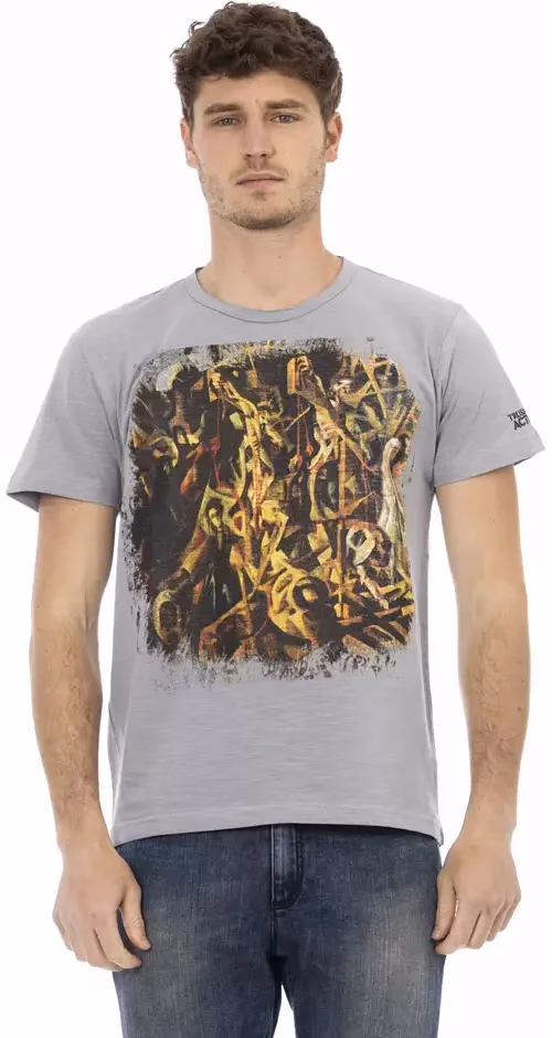 Trussardi Action Gray Cotton Men T-Shirt