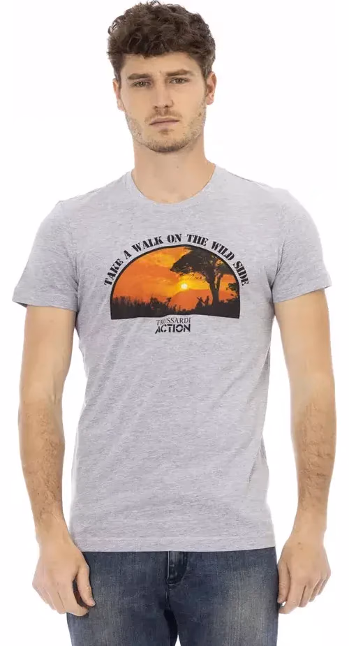 Trussardi Action Gray Cotton Men T-Shirt