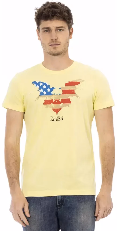 Trussardi Action Yellow Cotton Men T-Shirt