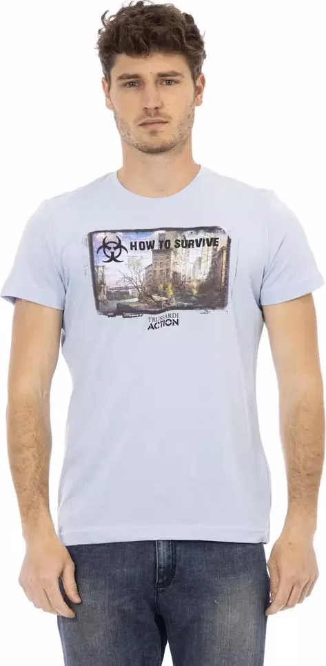 Trussardi Action Light Blue Cotton Men T-Shirt