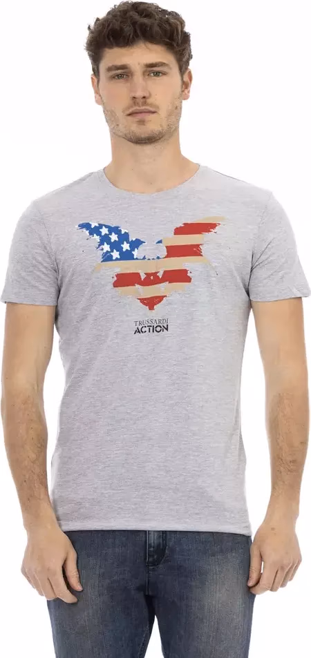 Trussardi Action Gray Cotton Men T-Shirt