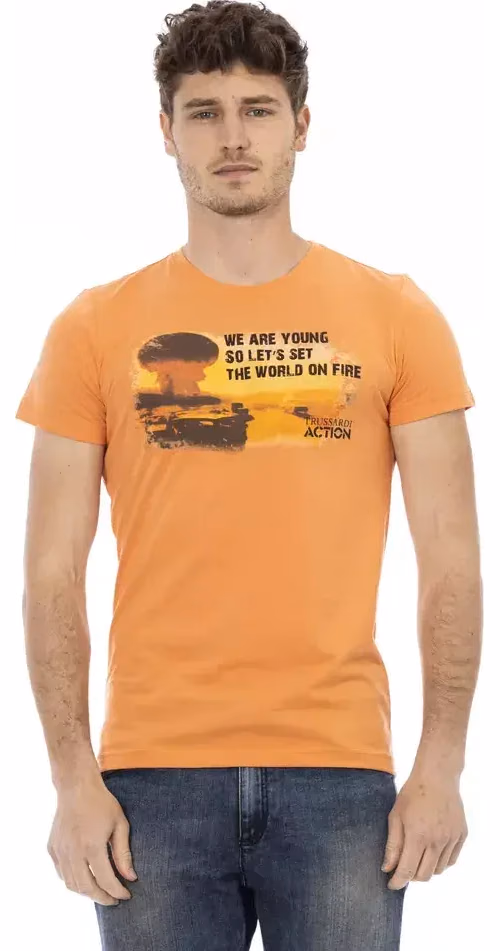 Trussardi Action Orange Cotton Men T-Shirt