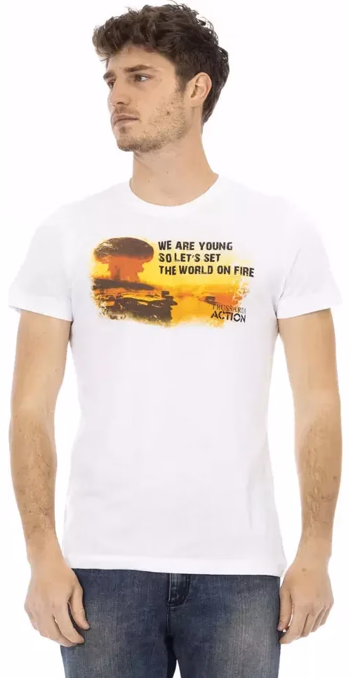 Trussardi Action White Cotton Men T-Shirt