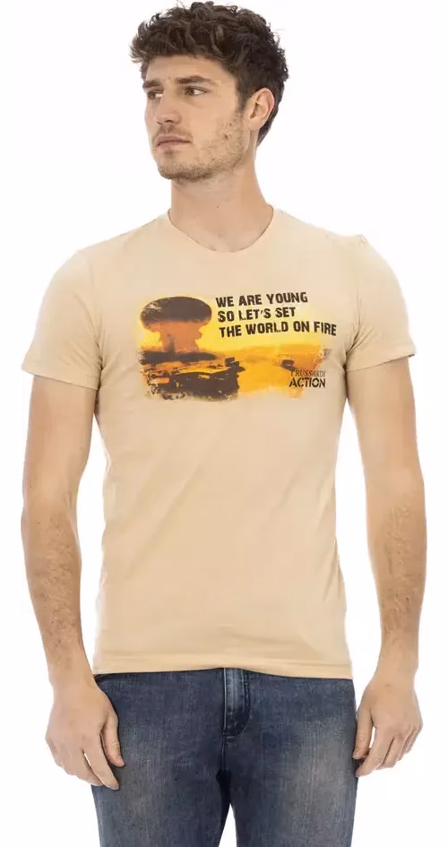 Trussardi Action Beige Cotton Men's T-Shirt