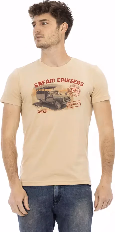 Trussardi Action Beige Cotton Men T-Shirt