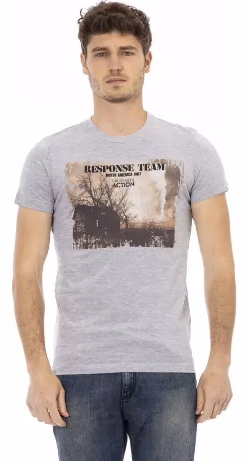 Trussardi Action Gray Cotton Men T-Shirt