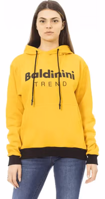Yellow Cotton Women Hoodie