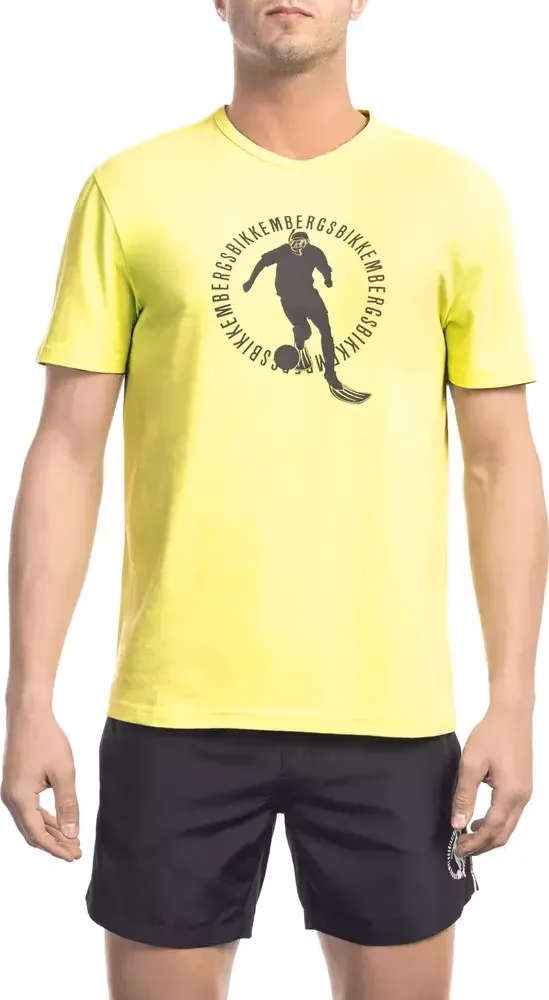 Bikkembergs Yellow Cotton Men T-Shirt