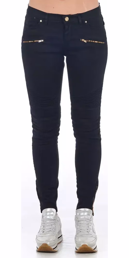 Frankie Morello Black Cotton Women Jeans