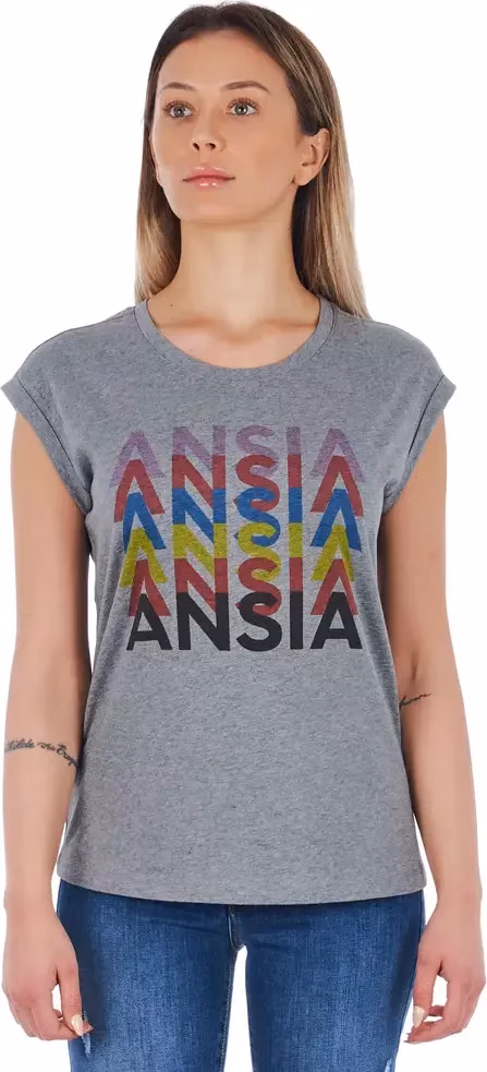 Frankie Morello Gray Cotton Women T-Shirt