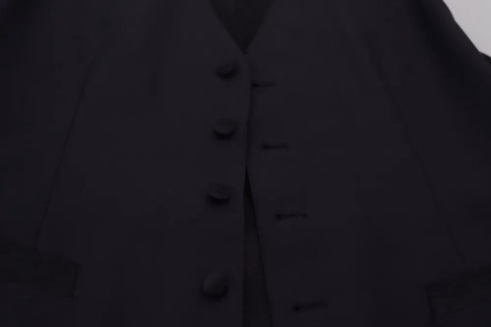 Dolce & Gabbana Dark Blue Wool Stretch Waistcoat Formal Vest