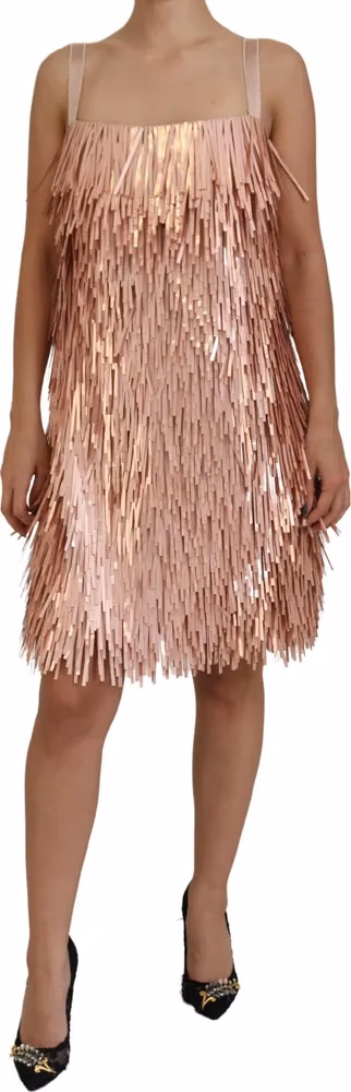 Dolce & Gabbana Pink Tinsel Sleeveless Shift A-line Dress