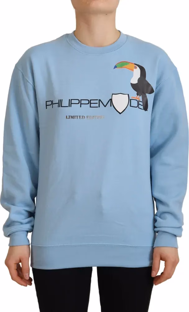 Philippe Model Light Blue Logo Printed Long Sleeves Sweater