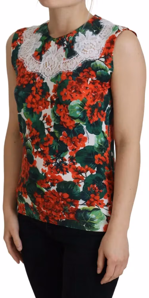 Dolce & Gabbana White Floral Wool Lace Vest Tank Top