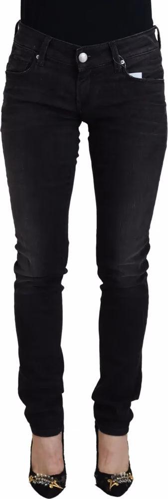 Acht Black Cotton Low Waist Slim Fit Women Casual Denim Jeans