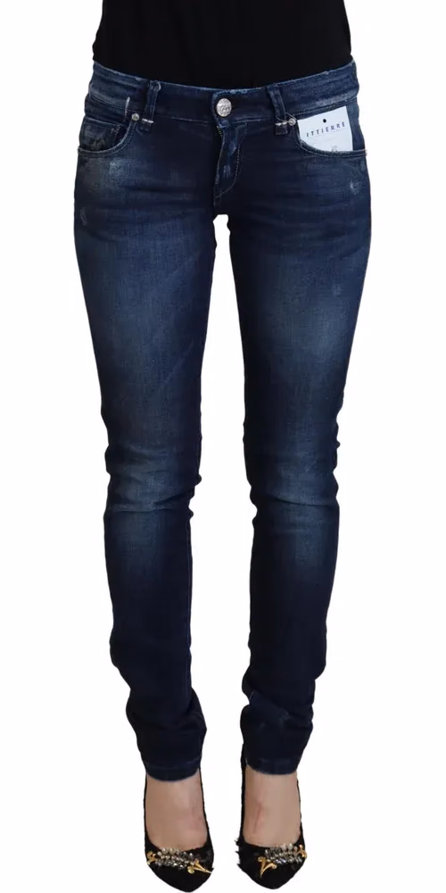 Acht Blue Cotton Low Waist Slim Fit Women Casual Denim Jeans