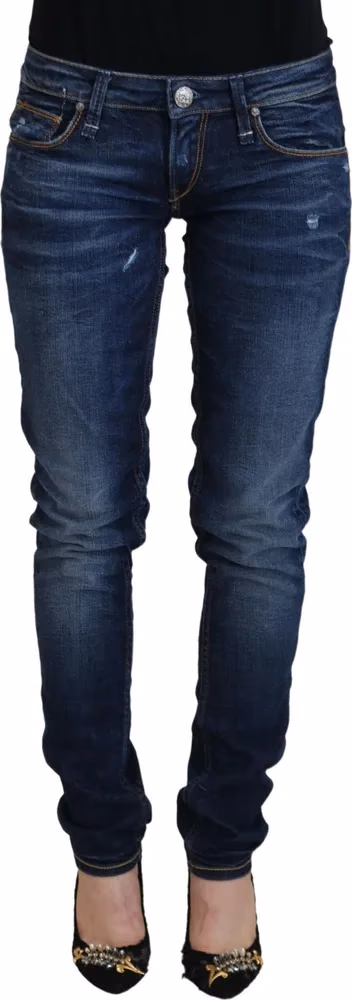 Acht Blue Washed Cotton Low Waist Women Casual  Jeans