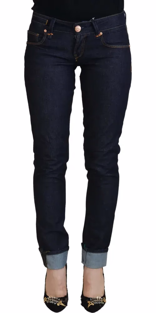 Acht Blue Cotton Low Waist Slim Fit Women Casual Jeans