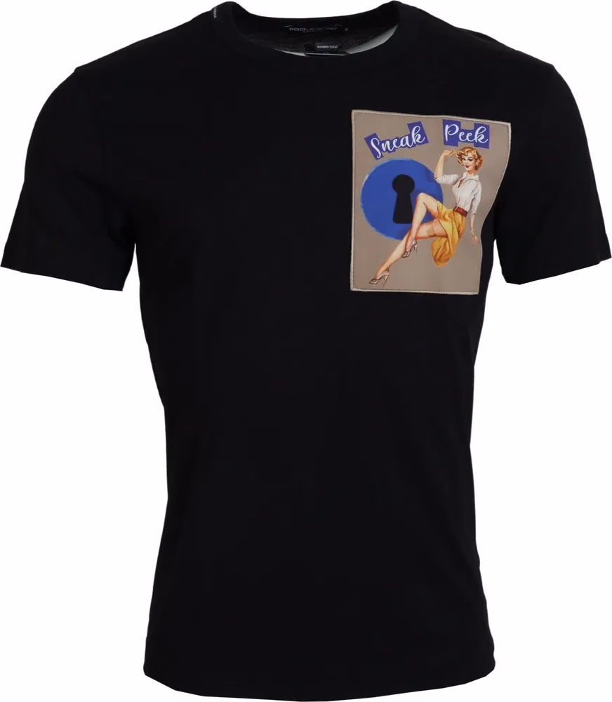 Dolce & Gabbana Black Sneak Peek Cotton Short Sleeve T-shirt