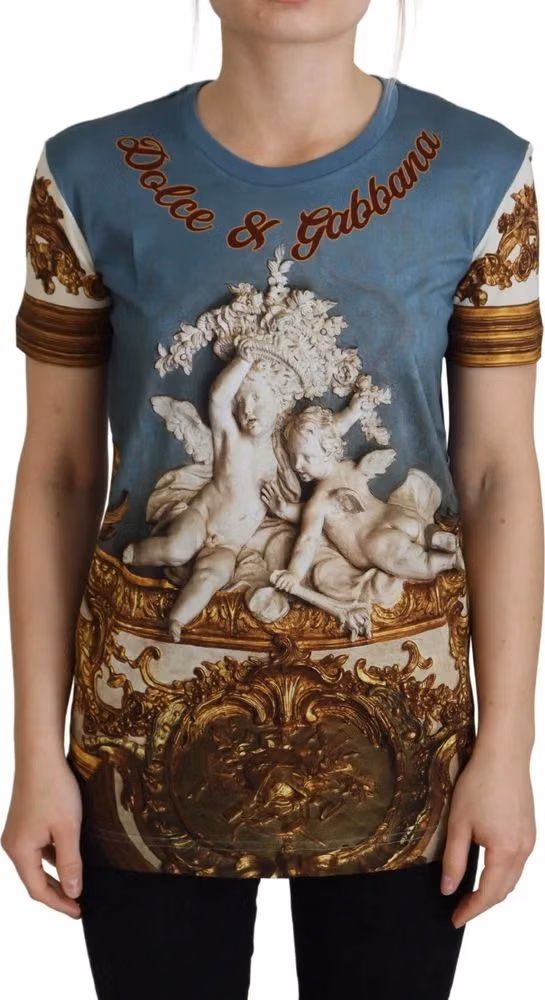 Dolce & Gabbana Multicolor DG Logo Angel Printed Shirt Top