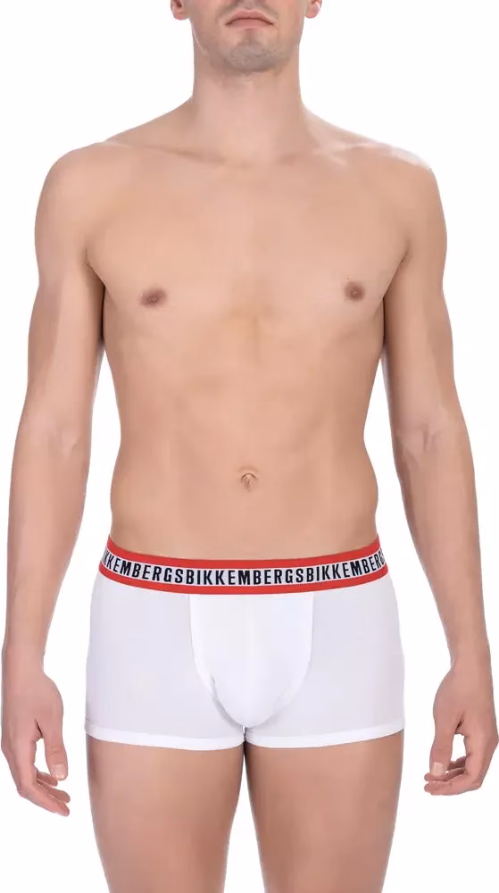 Bikkembergs White Cotton Men's Underwear Trunk Twin Pack