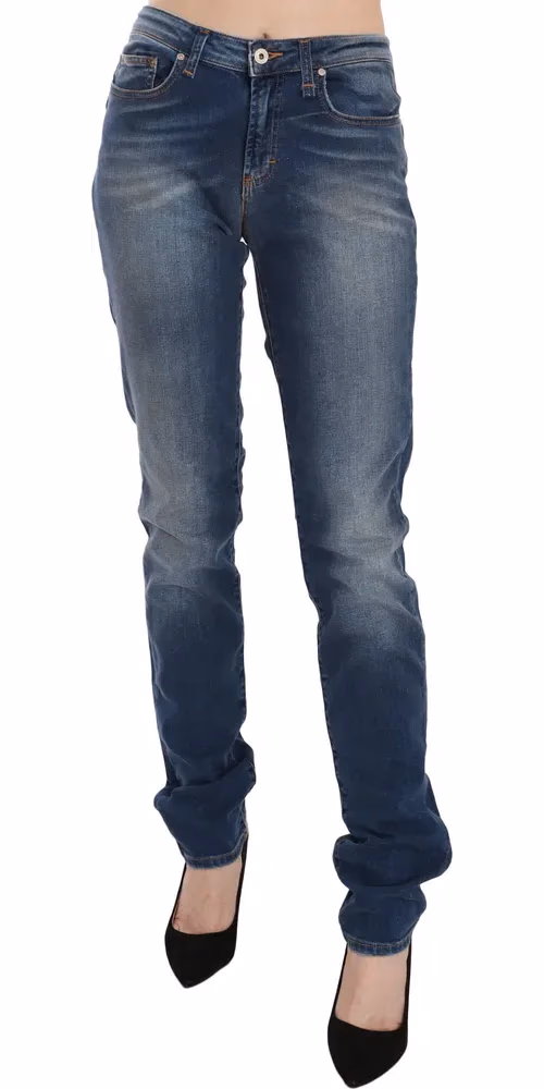 Fiorucci Blue Washed Mid Waist Slim Fit Denim Jeans