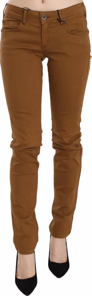 PLEIN SUD Brown Cotton Mid Waist Skinny Slim Fit Denim Jeans