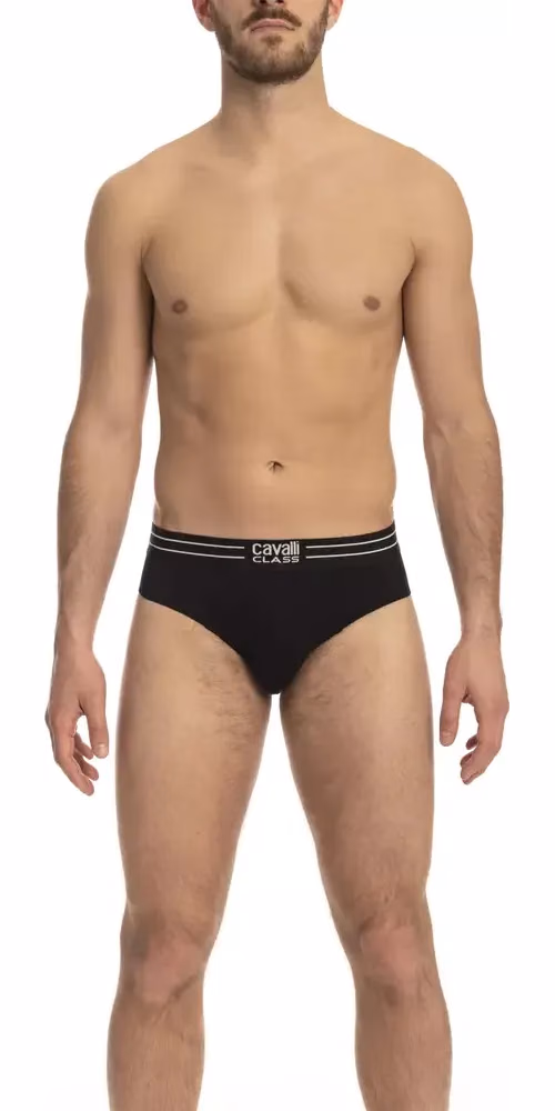 Cavalli Class Black Cotton Men's Underwear Trio Pack