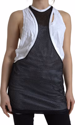 Black White Crewneck Sleeveless Tank Top