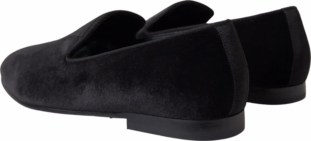 Dolce & Gabbana Black Velvet Loafers Formal Shoes