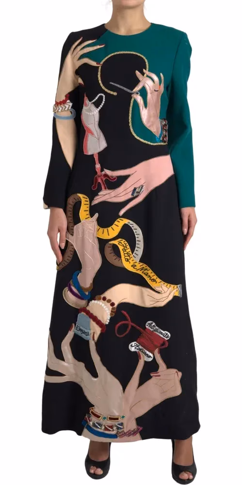 Dolce & Gabbana Multicolor Long Sleeves A-line Maxi Dress