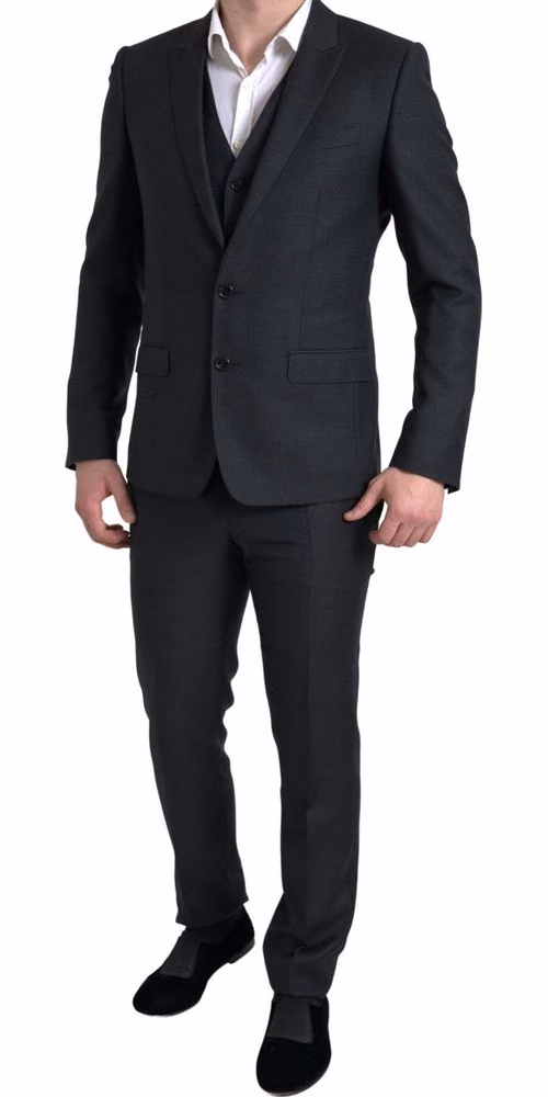 Dolce & Gabbana Dark Gray 3 Piece Single Breasted MARTINI Suit