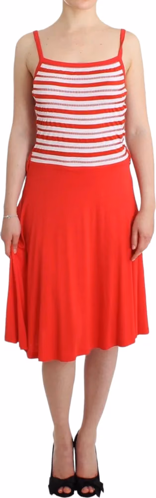 Roccobarocco Red striped jersey A-line dress