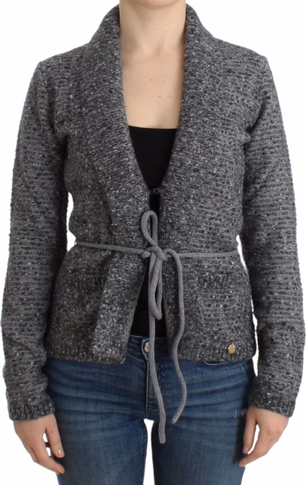 Cavalli Gray wool knitted cardigan