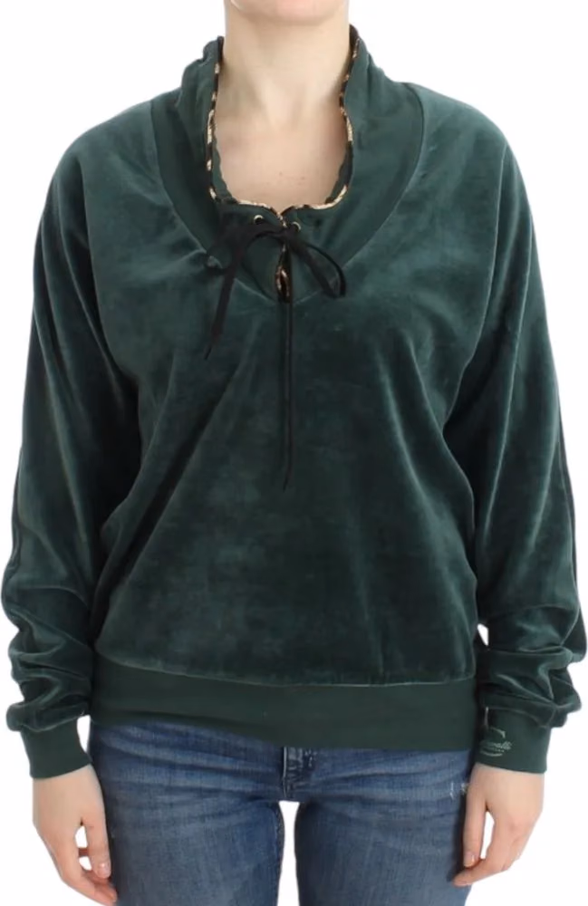 Cavalli Green velvet cotton sweater