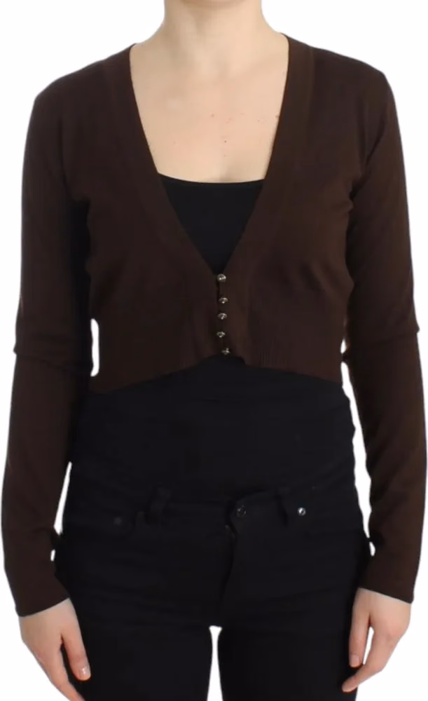 Cavalli Brown cropped wool cardigan