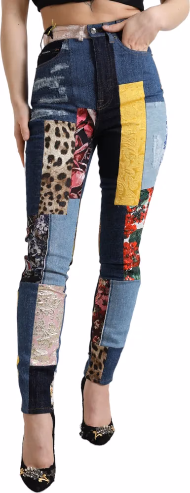 Dolce & Gabbana Multicolor Patchwork GRACE Skinny Denim Jeans