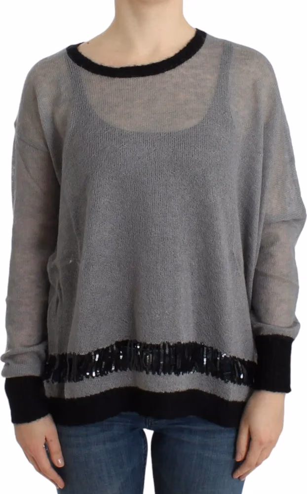 Costume National Gray embellished asymmetric sweater
