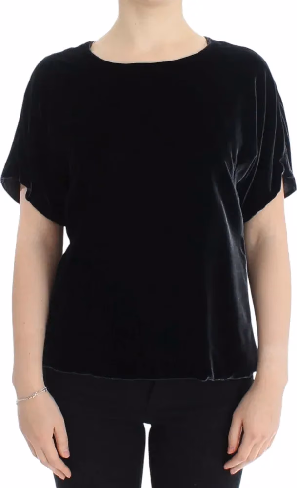 Dolce & Gabbana Black velvet shortsleeved blouse