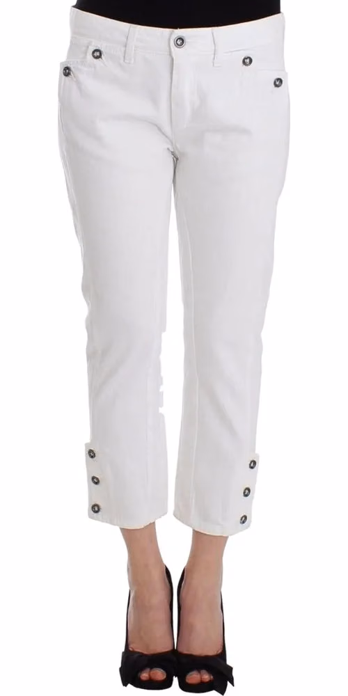 Ermanno Scervino White Cropped Jeans Denim Pants Branded Capri