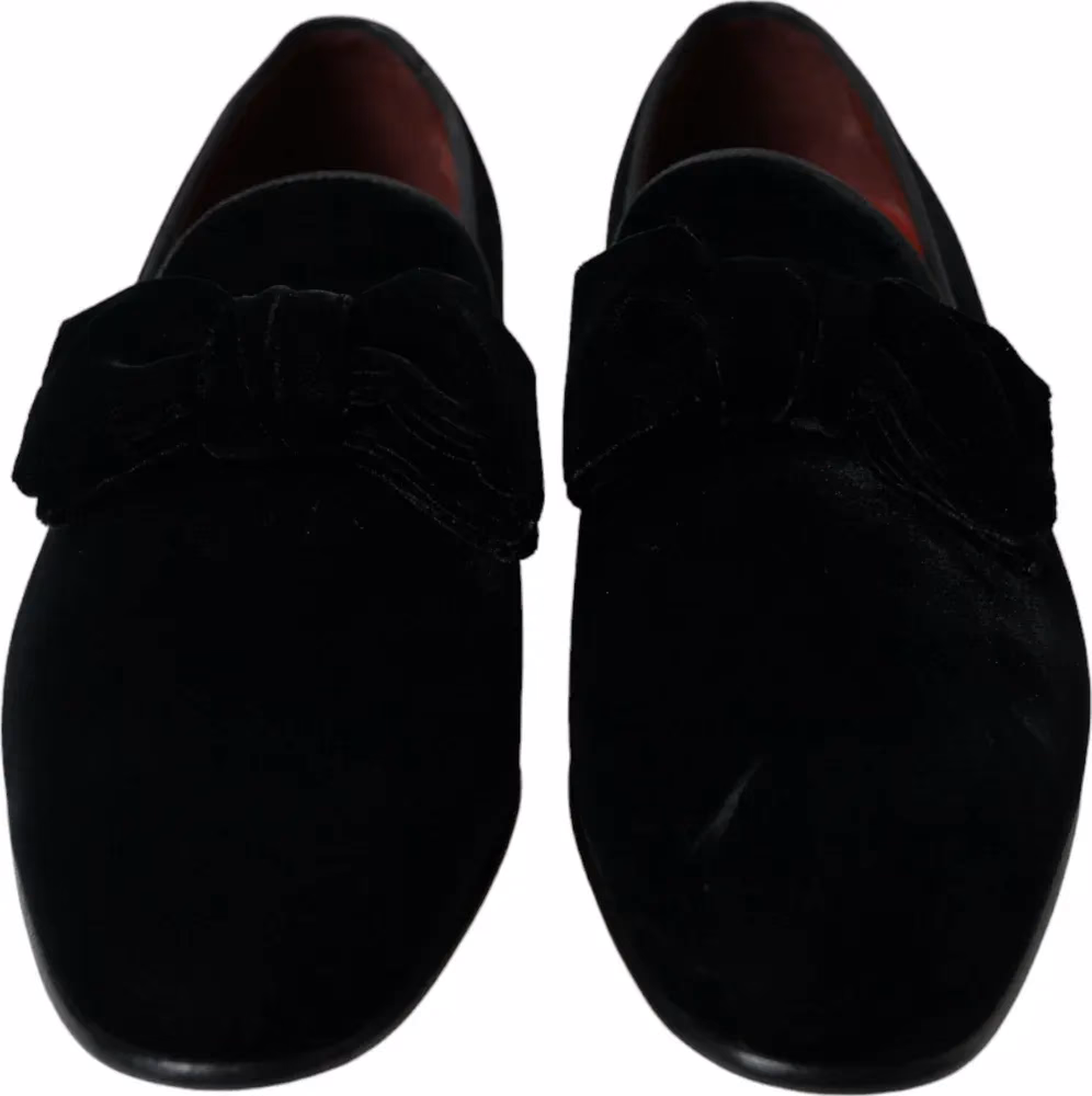 Dolce & Gabbana Black Velvet Loafers Formal Dress Shoes