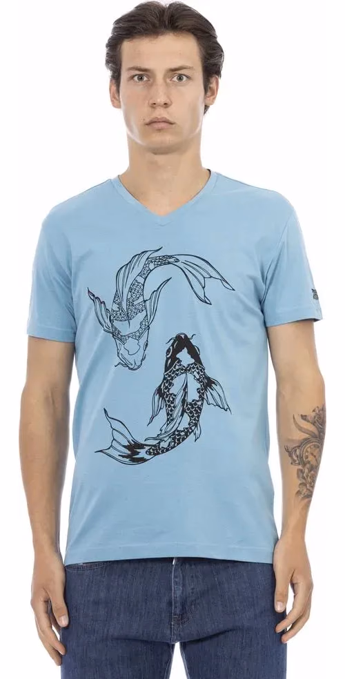 Trussardi Action Light Blue Cotton Men T-Shirt