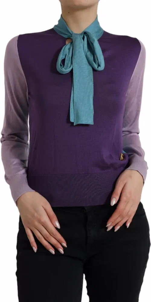 Dolce & Gabbana Multicolor Bow Fastening Pullover Sweater