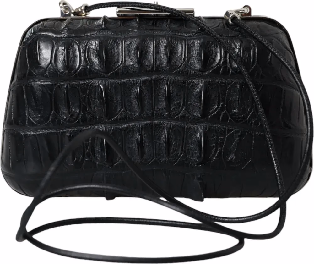 Balenciaga Black Exotic Skin Leather Shoulder Crossbody Box Clutch Bag