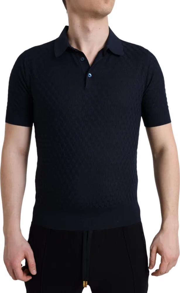 Dolce & Gabbana Dark Blue Collared Short Sleeve Polo T-shirt