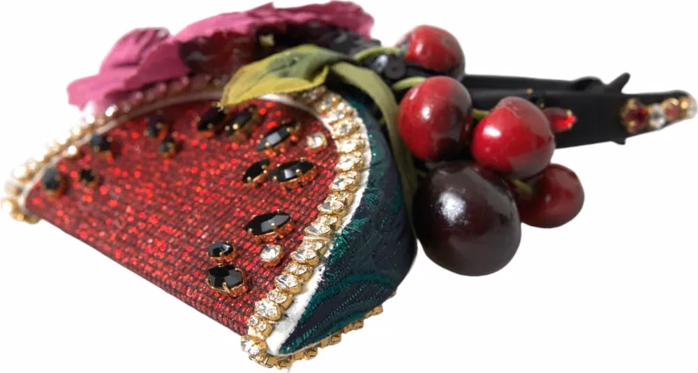 Dolce & Gabbana Red Watermelon Cherry Crystal Hairband Statement Diadem