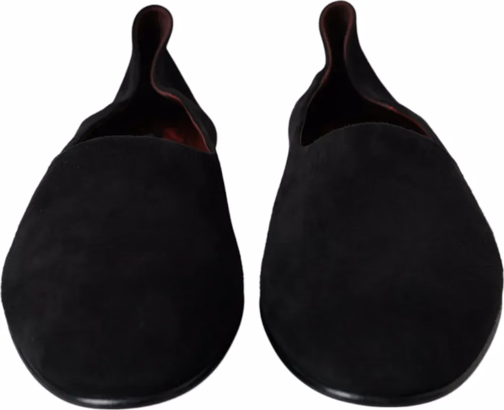 Dolce & Gabbana Black Suede Loafers Formal Dress Slip On Shoes
